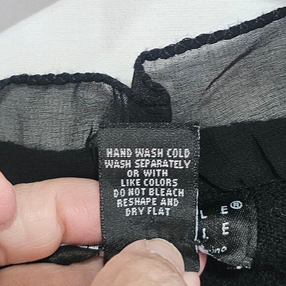 Carole Little 100% Merino Wool XL Cardigan Sheer Ruffle Neckline Fairy Grunge - Picture 3 of 7